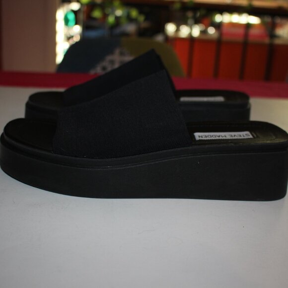 Steve Madden GIMMEE Black Platform Sandal SZ 8 Worn 1x - Picture 7 of 9